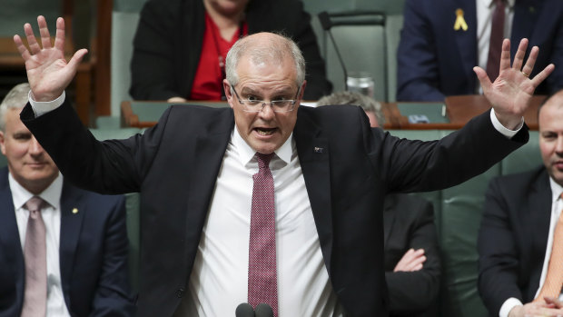 Prime Minister Scott Morrison during question time on Tuesday.