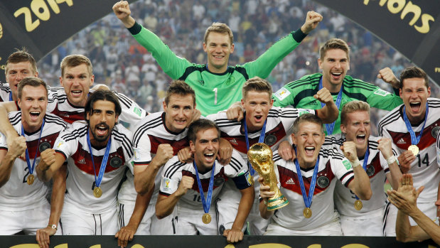 Flashback: The German squad celebrate four years ago.