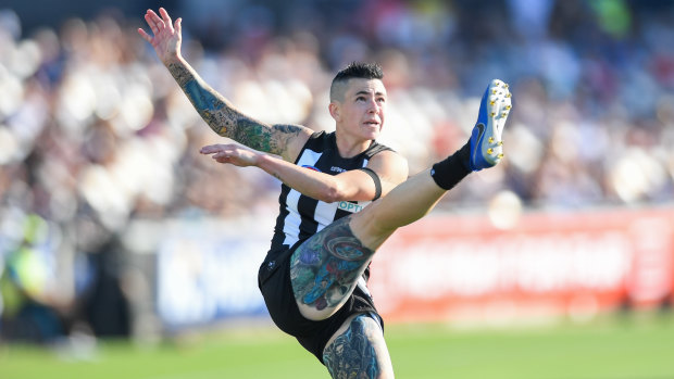 Kicking on: AFLW veteran Cecilia McIntosh in action for Collingwood.