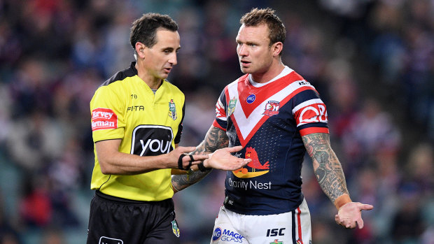 Game on: Gerard Sutton officiates the NRL grand final.