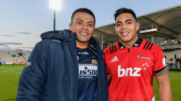 Allan and Mike Alaalatoa after the Brumbies lost to the Crusaders in Super Rugby earlier this year.