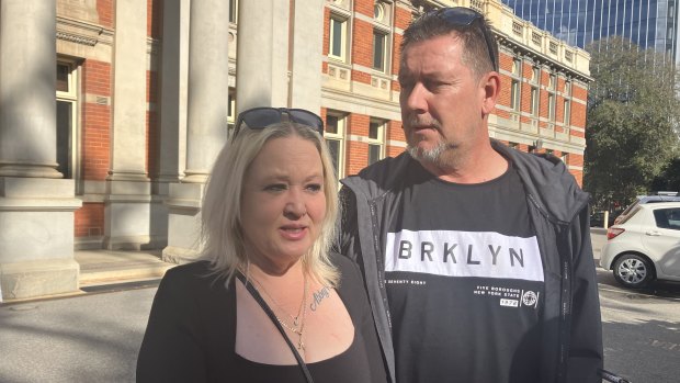 Julie and Darren Sheriff outside the Supreme Court of WA.