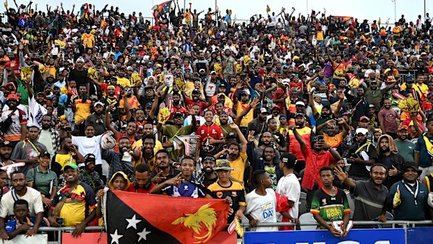 Papua New Guinea fans at PM XIII game in Port Moresby.