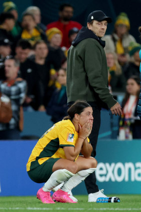 Australian captain Sam Kerr is devastated after the loss to England in the World Cup semi-final.