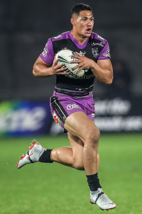 Running man: Roger Tuivasa-Sheck ran for almost 300m in the win over the Knights.