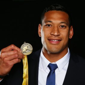 Top honour:  Israel Folau won last year's John Eales Medal, which will be presented a week early this year.
