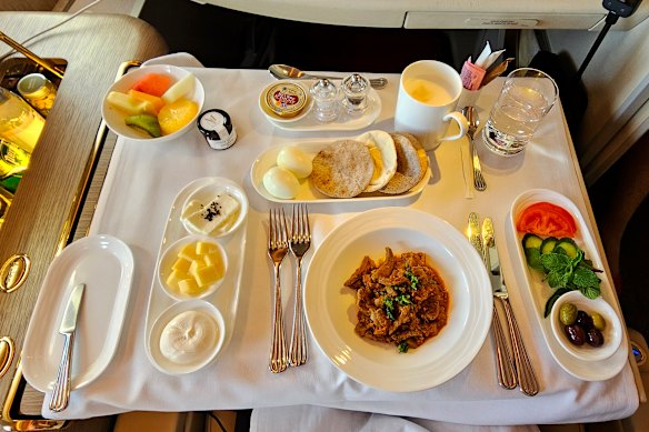 The full first-class spread (sans caviar).