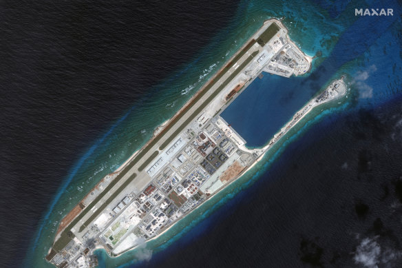 Fiery Cross Reef in the Spratly Islands has been fully developed by China. President Xi Jinping told then US president Barack Obama in 2015 that China would not build military fortifications on several artificial islands in the South China Sea.