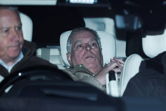 Andrew Mountbatten-Windsor leaves Aylsham police station in Norfolk on his 66th birthday.