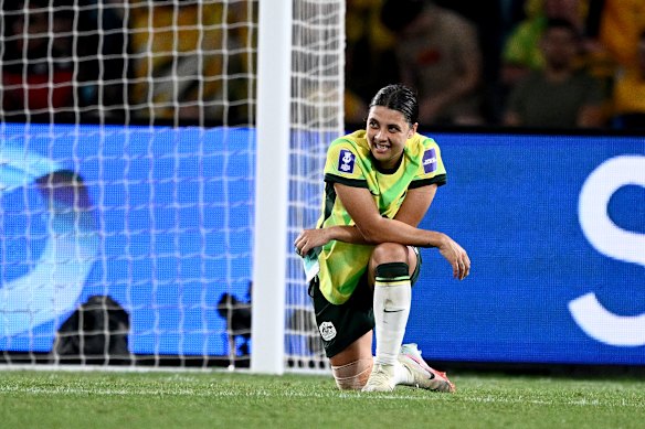 Sam Kerr reacts following the Matildas’ loss in the Asian Cup final.