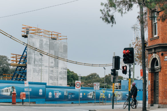 Redfern-Waterloo has been earmarked for more intensive development around the Metro station, which is under construction on Botany Road. 