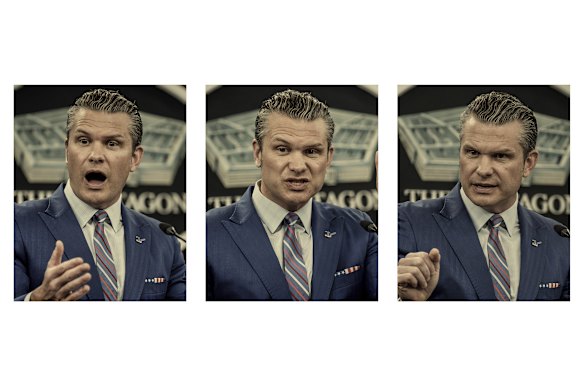 Hegseth speaks during a news conference at the Pentagon on June 26, 2025 after Iranian nuclear facilities were struck by the US military.