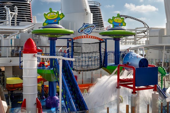 The Toy Story-themed kids water play area.