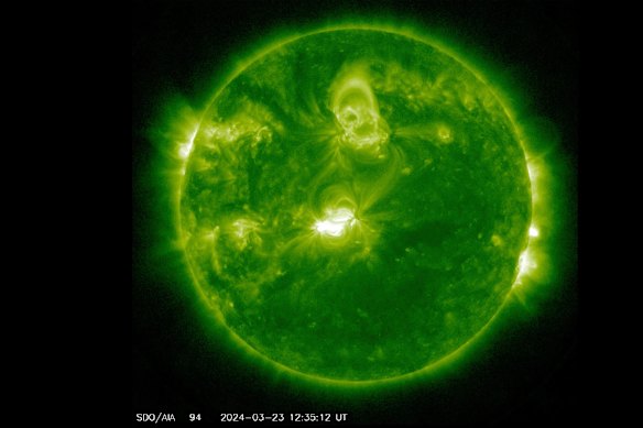 SpaceX proposes that the Sun - shown here in an image from the Solar Dynamics Observatory during a geomagnetic storm watch last year - would directly power the AI data centres in space.
