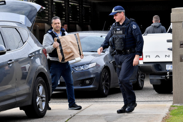 The police raid on Derek Christopher’s Keilor house in 2019.