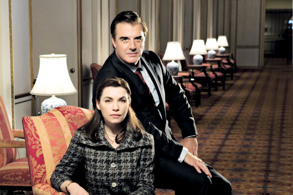 The Good Fight begins with Alicia Florrick (Julianna Margulies) standing by her man, a disgraced state attorney played by Chris Noth.