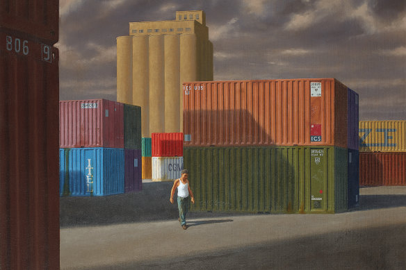 Jeffrey Smart’s Containers and Silos at Livorno (1990)