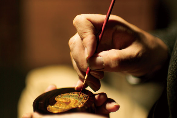 Gold leaf craftwork is one of several techniques used in Ishikawa that are unique to the area.