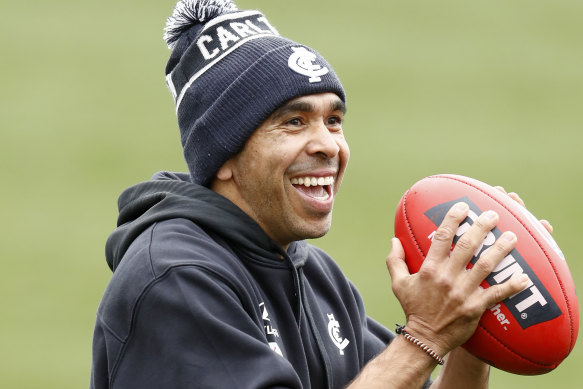 Eddie Betts trains on Tuesday.