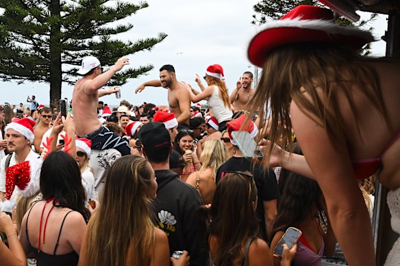Crowds descended on Coogee Beach for Christmas after attempts to crack down on parties at Bronte.