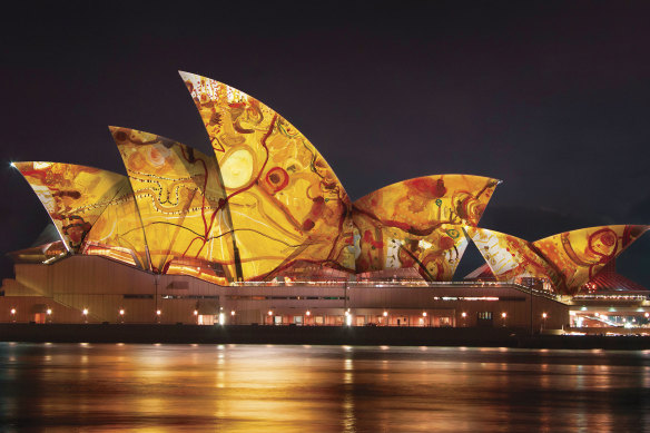 John Olsen’s Life Enlivened while appear on the sails of the Sydney Opera House.