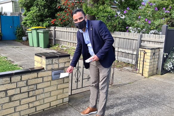 Footscray real estate agent Mandip Singh was out distributing auction leaflets in letterboxes on Monday.