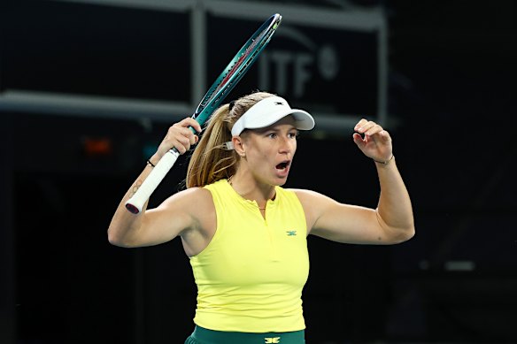 Ellen Perez (pictured) and Storm Sanders lost the tie-clinching doubles rubber to Great Britain.