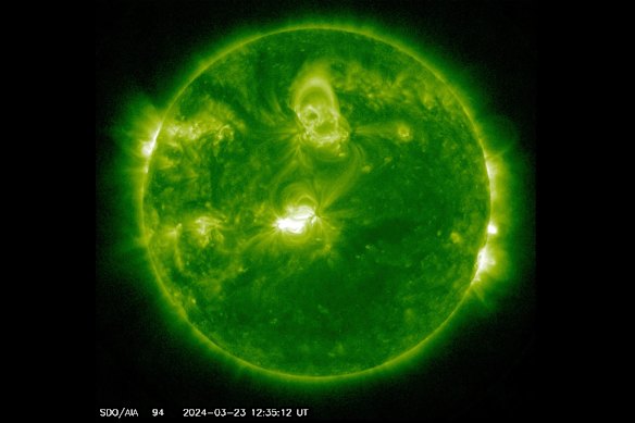 Is it feasible? SpaceX proposes that the sun - shown here during a geomagnetic storm watch last year - would directly power the data centres in space.