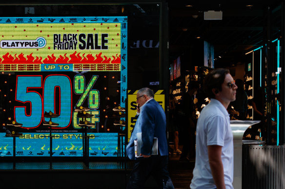 Shoppers getting in early for the Black Friday sales around Pitt Street Mall on Thursday.