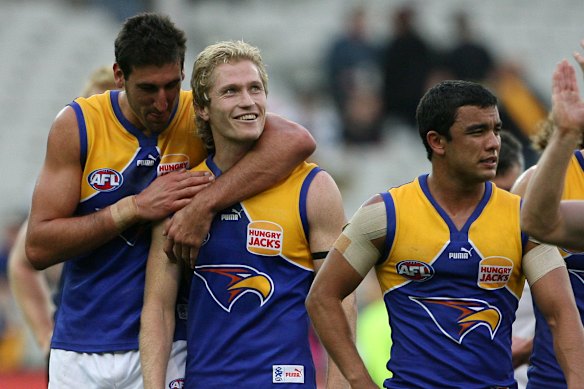 Adam Selwood with West Coast teammate Dean Cox in 2007.