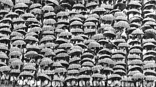 Rain falls during the opening ceremony for the 1986 Commonwealth Games in Edinburgh.
