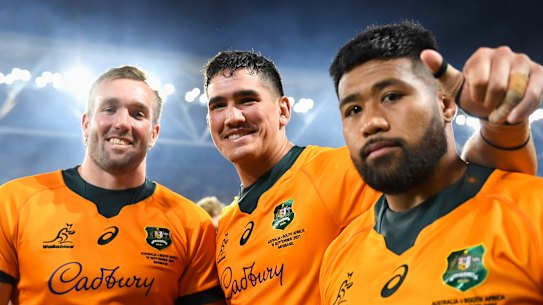 Izack Rodda, Darcy Swain and Folau Fainga’a on Saturday.