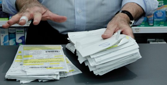 Prescriptions ready for dispensing.