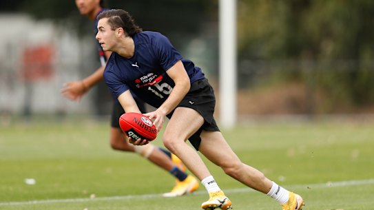 Josh Sinn in action in April during an academy training session.