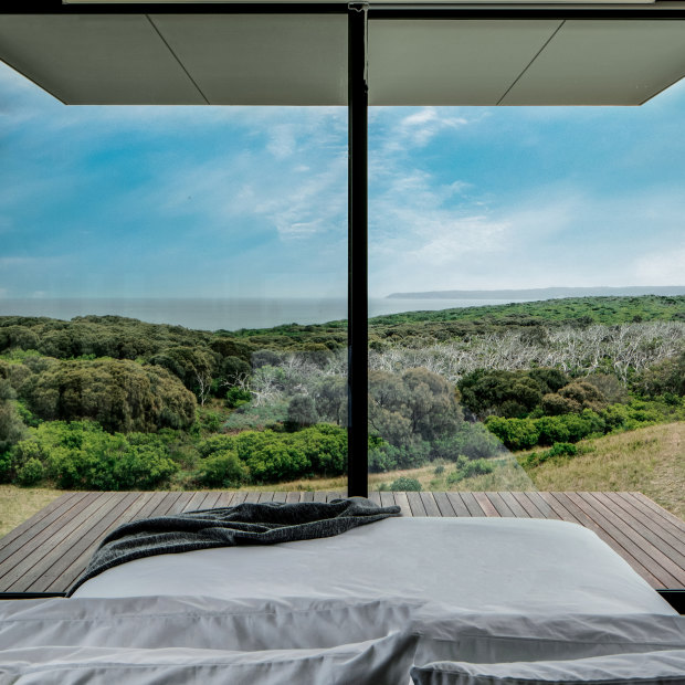 Take in the wild interplay between the bush, big sky and the sweep of the Southern Ocean over Moonlight Head at Cape Otway's Sky Pods. Just wait until the stars come out.