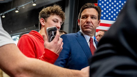 Florida Governor Ron DeSantis at a rally in Iowa before he pulled out of the race for president.