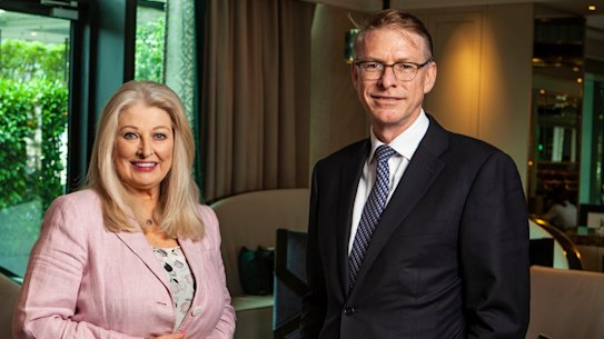 Crown Resorts chairman Helen Coonan with Crown boss Ken Barton.