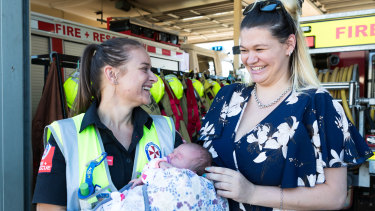 Firefighter Amanda Andrews is reunited with the baby she delivered on the side of the road.