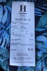 Receipt for lunch - picnic for three.