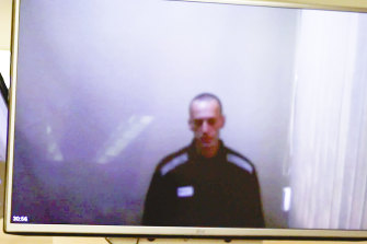 Alexei Navalny looked gaunt as he appeared in court via video link from jail.