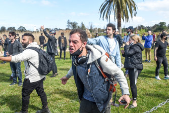 Protesters at last weekend's anti-lockdown rally.