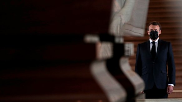 Emmanuel Macron at Wednesday’s ceremony. 