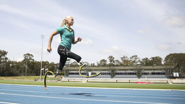 Vanessa Low at the AIS athletics track in Canberra. 