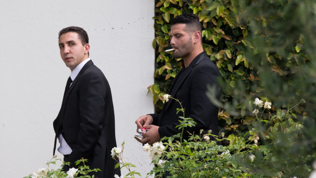 Rocco Arico (left) with an associate at a funeral in 2016.