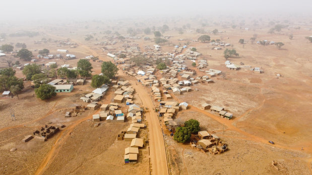 An aerial view of settlements in the Talensi. 