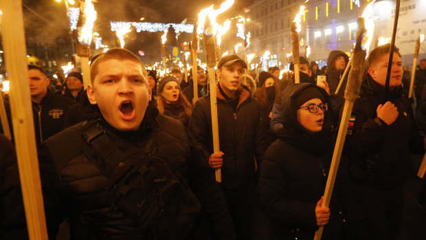 Nationalists rally in Kiev.