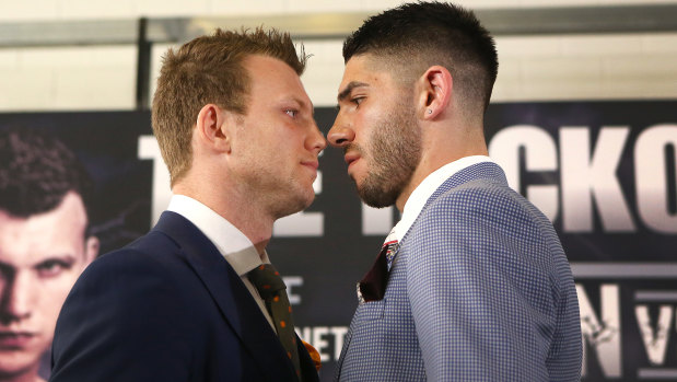Jeff Horn and Michael Zerafa face off on Thursday to promote their December 18 rematch.