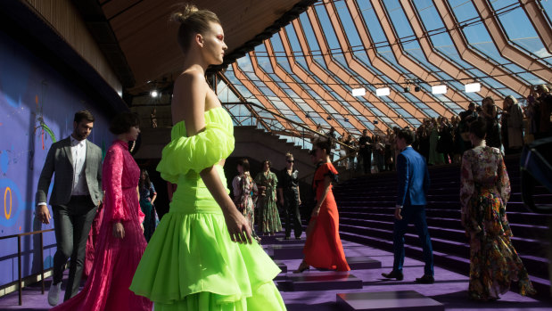 On the bright side ... David Jones launched its spring 2019 range at the Sydney Opera House on Thursday.
