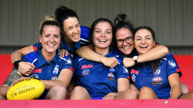 Once a happy family: the premiership-winning Bulldogs lost a key cog when Kearney departed at the end of last season.