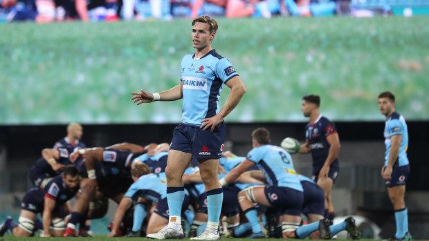 Will Harrison looks on during a Super Rugby AU clash against the Rebels. 